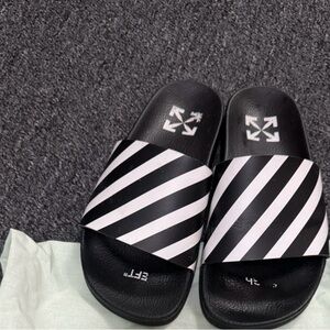 Off-White Black and White Striped Sandals